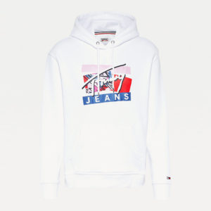 Tommy Jeans dámská bílá mikina Logo Hoodie - XS (YBR)