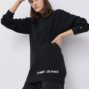 Tommy Jeans dámský černý svetr LOFTY TURTLENECK - XS (BDS)
