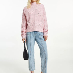 Tommy Jeans dámský světle růžový svetr SOFT NEPS - XS (TOJ)