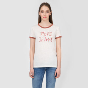 Pepe Jeans dámský béžový svetřík s krátkým rukávem Caitlin - XS (178)