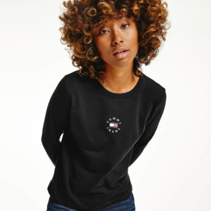 Tommy Jeans dámské černé tričko s dlouhým rukávem - L (BDS)