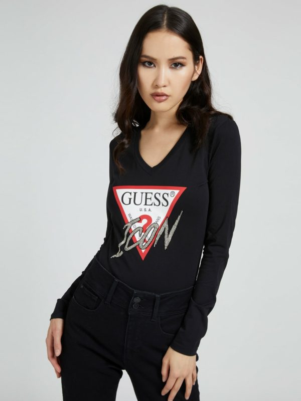 Guess dámské černé tričko. - XS (JBLK)