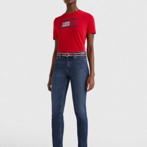 Tommy Hilfiger dámské červené tričko - XS (XLG)