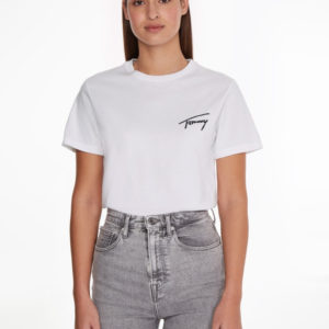 Tommy Jeans dámské bílé triko SIGNATURE - L (YBR)