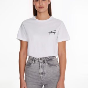 Tommy Jeans dámské bílé triko SIGNATURE  - XS (YBR)