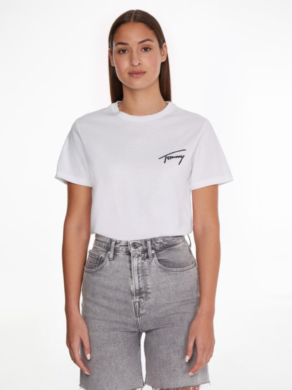 Tommy Jeans dámské bílé triko SIGNATURE - S (YBR)