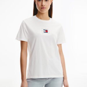 Tommy Jeans dámské bílé triko TIMELESS BOX  - XS (YBL)