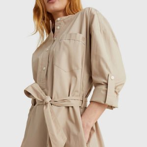 Tommy Hilfiger dámské béžové šaty  - 40 (AEG)