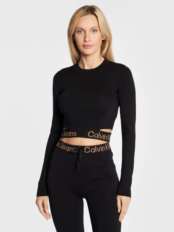 Calvin Klein dámský černý crop top svetr - XS (BEH)