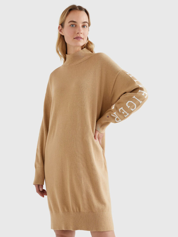 Tommy Hilfiger dámské béžové svetrové šaty - XS (GW8)