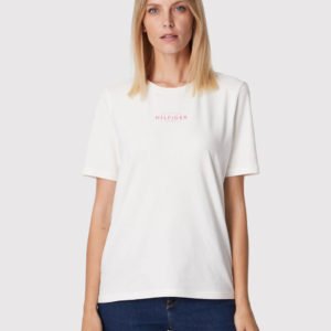 Tommy Hilfiger dámské krémové tričko - XS (YBL)