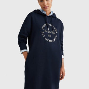 Tommy Hilfiger dámské tmavě modré mikinové šaty - L (DW5)