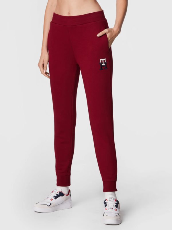 Tommy Hilfiger dámské vínové tepláky - L (XJS)