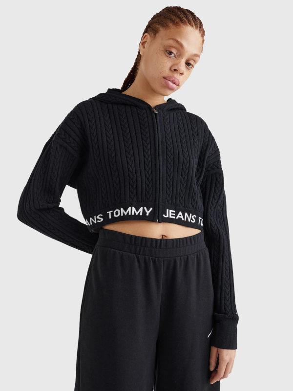 Tommy Jeans dámská černá mikina WAISTBAND - XS (BDS)