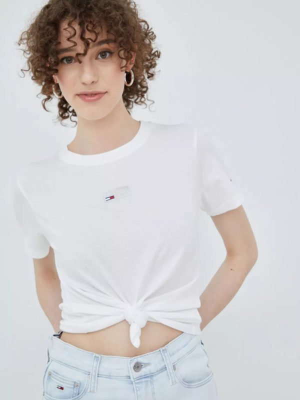 Tommy Jeans dámské bílé tričko - XS (YBR)