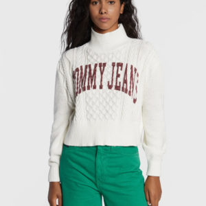 Tommy Jeans dámský bílý svetr - XS (YBL)