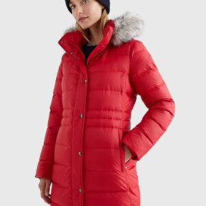 Tommy Hilfiger dámský červený kabát TYRA - XS (XLG)