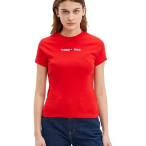 Tommy Jeans dámské červené tričko - XS (XNL)