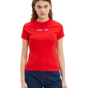 Tommy Jeans dámské červené tričko - XS (XNL)