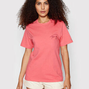 Tommy Jeans dámské růžové triko SIGNATURE - XS (THW)