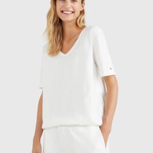 Tommy Hilfiger dámské bílé tričko - XS (YBL)