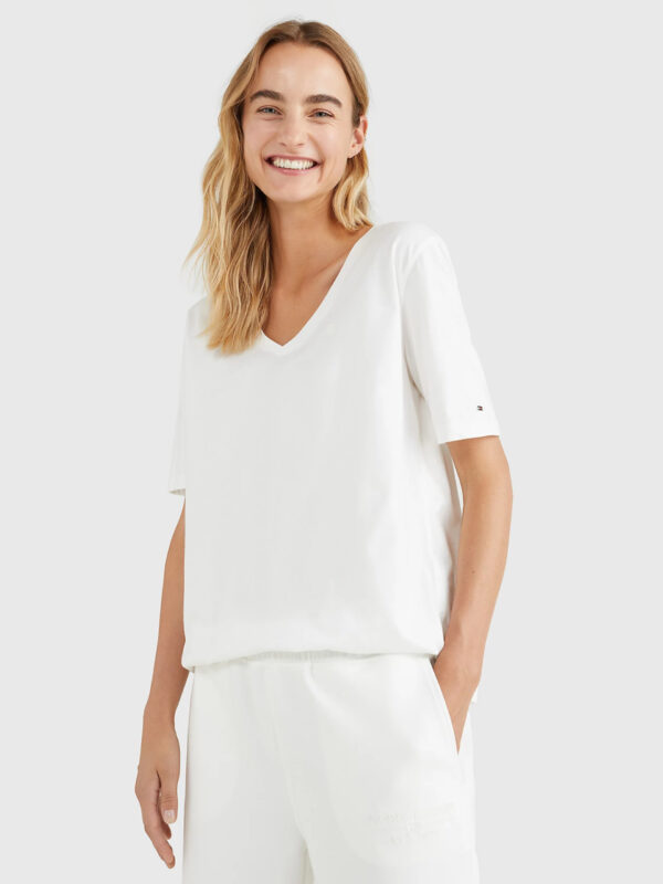 Tommy Hilfiger dámské bílé tričko  - M (YBL)