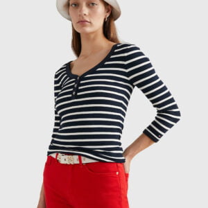 Tommy Hilfiger dámské pruhované tričko - XS (0FE)