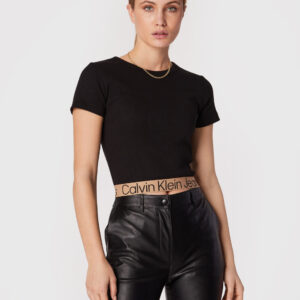 Calvin Klein dámské černé tričko Logo - L (BEH)