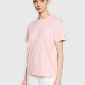 Tommy Jeans dámské růžové triko SIGNATURE - XS (TG0)