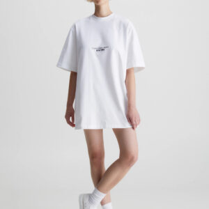 Calvin Klein dámské bílé šaty MOTION FLORAL AW T-SHIRT DRESS - S (YAF)