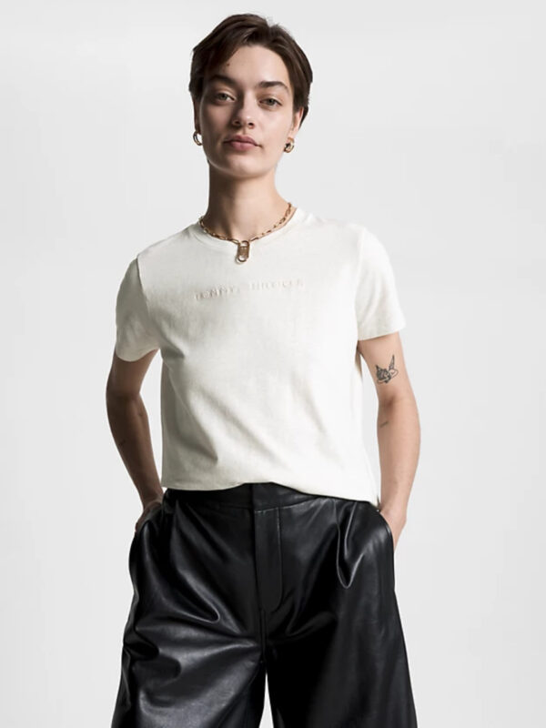 Tommy Hilfiger dámské béžové tričko  - M (01T)