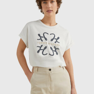 Tommy Hilfiger dámské krémové tričko - XS (AC0)