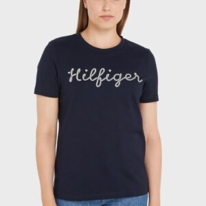Tommy Hilfiger dámské tmavě modré tričko - M (DW5)