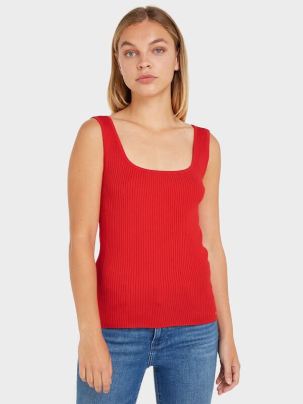 Tommy Hilfiger dámský červený top - XS (SNE)