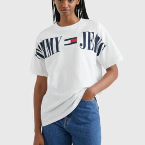 Tommy Jeans dámské bílé tričko - XS (YBR)