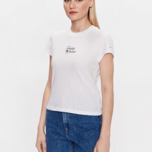 Tommy Jeans dámské bílé tričko - XS (YBR)