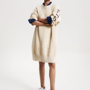 Tommy Hilfiger dámské béžové pletené šaty  - XS (ACI)