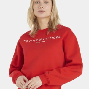 Tommy Hilfiger dámská červená mikina  - M (SNE)