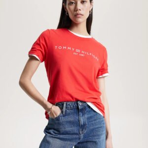 Tommy Hilfiger dámské červené tričko  - XS (SNE)