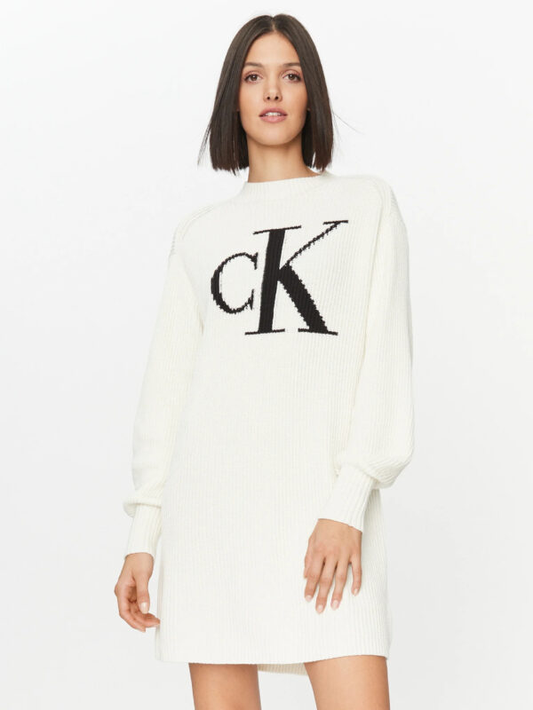 Calvin Klein dámské úpletové bílé šaty - XS (YBI)