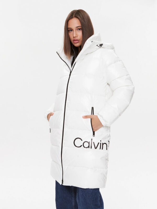 Calvin Klein dámský bílý kabát - S (YBI)