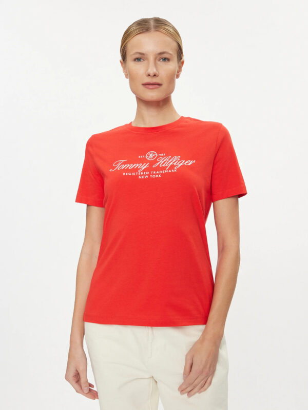 Tommy Hilfiger dámské červené tričko - M (SNE)