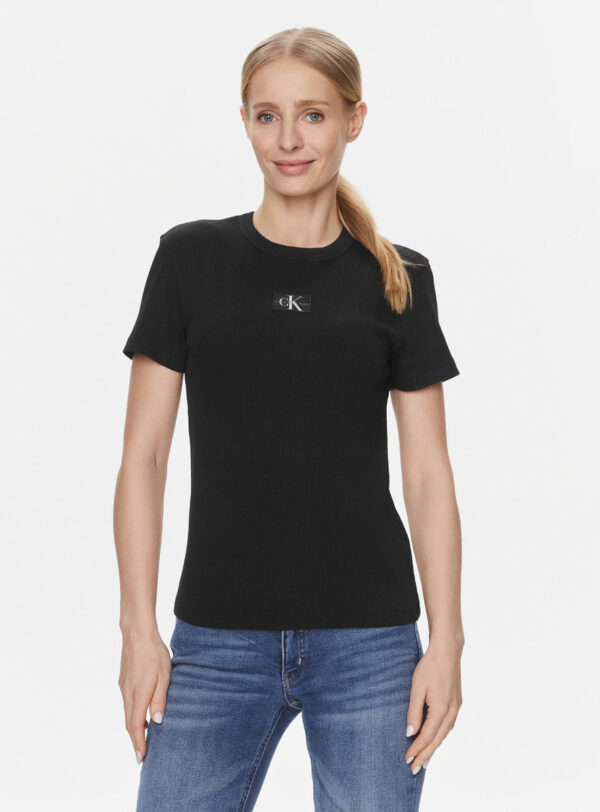 Calvin Klein dámské černé žebrované tričko - XS (BEH)