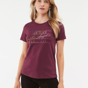 Guess dámské vínové tričko - XS (G4A1)