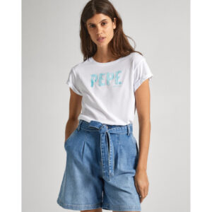 Pepe Jeans dámské bílé tričko JANET s potiskem - XS (800)