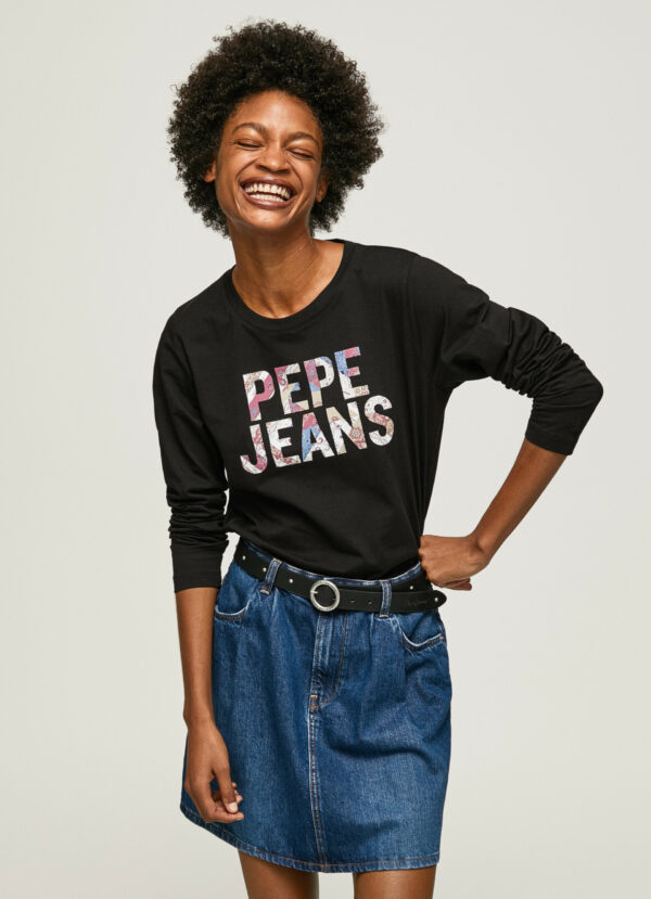 Pepe Jeans dámské černé tričko s potiskem LUNA - XS (990)