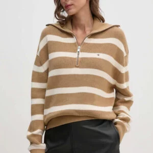 Tommy Hilfiger dámský pruhovaný svetr na zip - XS (0DB)