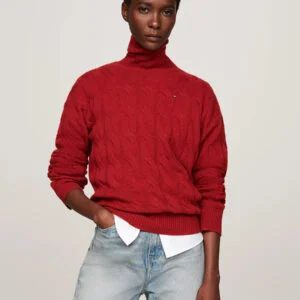 Tommy Hilfiger dámský vínový svetr - S (XNN)