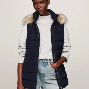 Tommy Hilfiger dámská tmavě modrá péřová vesta - XXL (DW5)