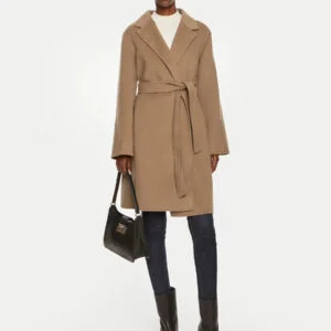 Tommy Hilfiger dámský hnědý vlněný kabát  - 36 (GWE)